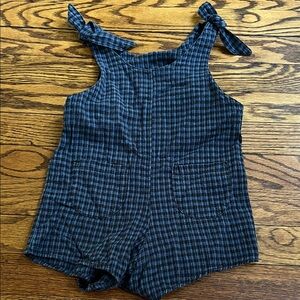 Blue Plaid Kids Overalls